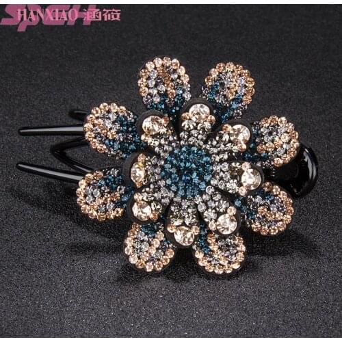 Korean hair clip water drill flower three teeth clip female back head disc hair card duck mouth clip grip fashion minimalist