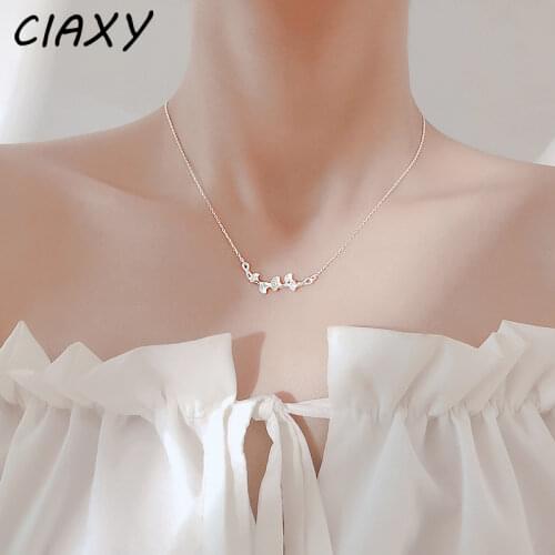 CIAXY 925 Sterling Silver Ginkgo Leaf Necklaces for Women Temperament Clavicle Chain Choker Simple Jewelry