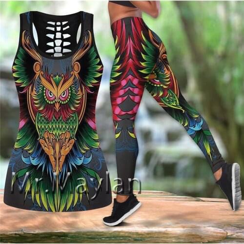 Animals Owl 3D Digital Printed Hollow Tanktop Women Sexy Vest Girls Fashion Tank tops Clothes ropa mujer EU Size Drop ship