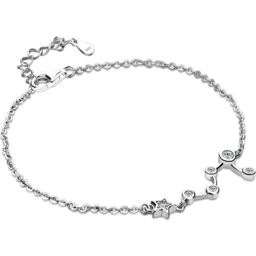 Fashion 925 Sterling silver Constellation wrap Bracelet Women & Girl Shining Zircon / CZ Link Bracelet Chain bileklik jewelry