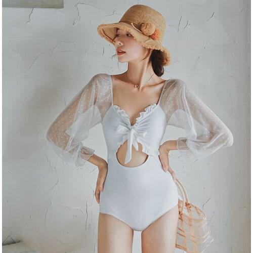 Womans Swimsuit Trikini Women Rashguard Female Plavky Ladies Woman One Piece Bathing Suit For Surfing 2021 New Long Sleeve Silk