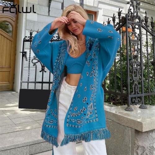 FQLWL Winter Tassel Green Knitted Sweaters Cardigan For Women Fashion Pink Oversized Sweater Bandage Long Sleeve Cardigan Women