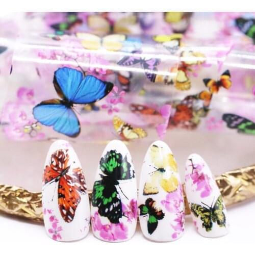 1 bottle Nail Art Transfer Foils Nail Sticker Tip Decal Decor Design DIY Butterfly Plum Flower Manicure Tools Accessories