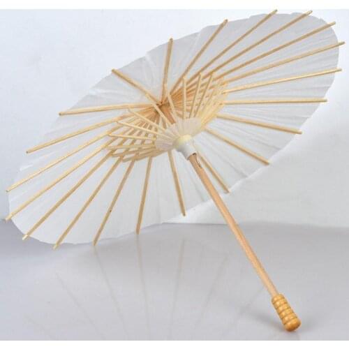 100pcs/lot Handmade Wedding Umbrella Diameter 60 cm Plain White Color Chinese Small Paper Parasol with Bamboo Handle SN134