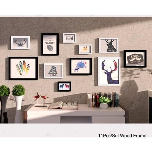 11Pcs/Set Wood Picture Frames For Wall Hanging, Wall Art Photo Frame Wall Classic Wooden Frame For Photos Decor