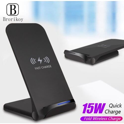 15W Fast Wireless Charer Foldable Stand Pad for iPhone 11 12 Pro Xs Max XR 8 Samsung S20 S10 Quick Charging Holder Phone Charge