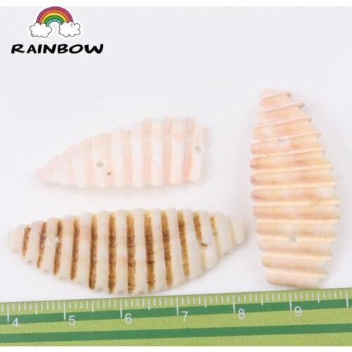 Natural Spiral Shell Loose Beads For Decoration Jewelry Making DIY Accessories 2 hole about 39-43mm 20pcs