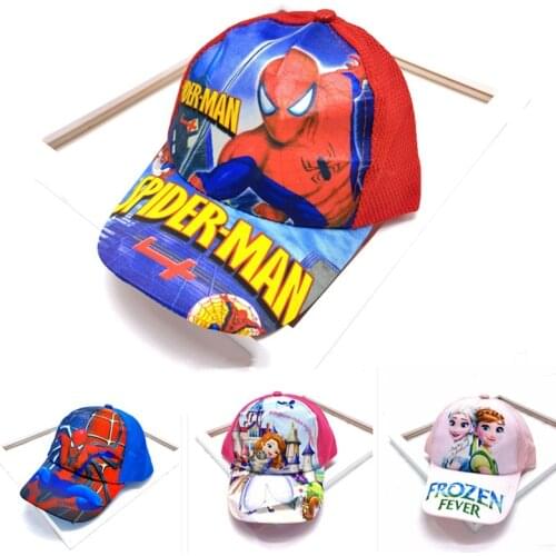 2021New Disney Marvel Spiderman Frozen Snow White Baseball Cap Boy Girl Sun Hat Anime Cartoon Children Peak Cap Kids Gifts