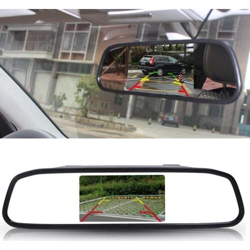 4.3 Inch TFT LCD Display Auto Car Rearview Mirror Camera Monitor With 2-Way Video Input For DVD /VCR /Car Reverse Camera (Black)
