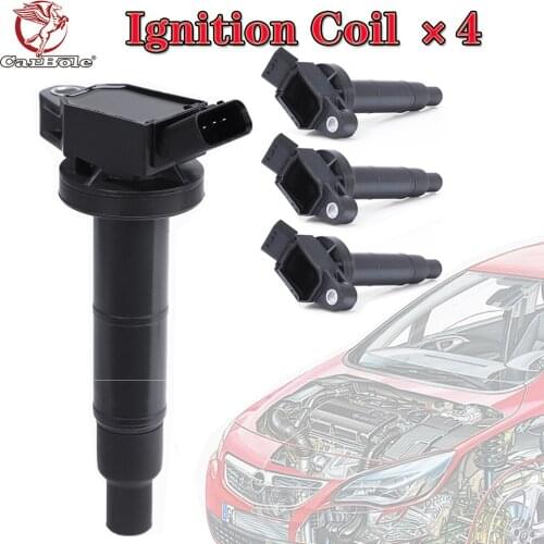 CARBOLE 4 PCS Ignition Coils UF333 For Toyota Camry Lexus Scion Rav4 Highlander TC 2.4 100% New Black Ignition Coil