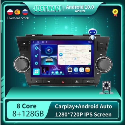Android 10.0 Car Radio Multimedia Video Player For Toyota Highlander 2 XU40 2007-2013 GPS Serero Carplay 6G 128G 9" No 2 din DVD