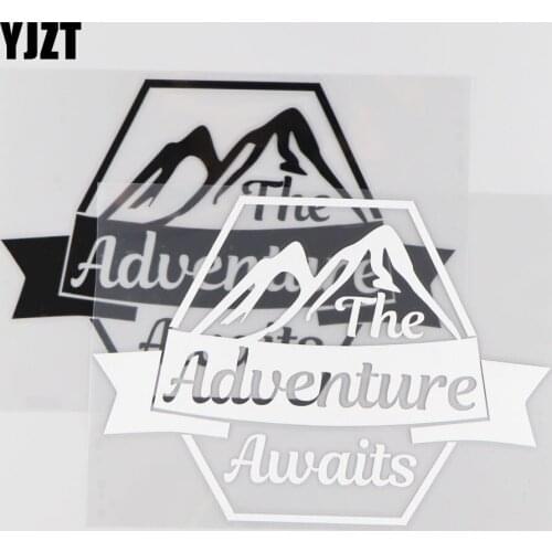 YJZT 17.3CM*12.3CM The Adventure Awaits Vinyl Car Sticker Car-styling Decals Black/Silver 4A-0136