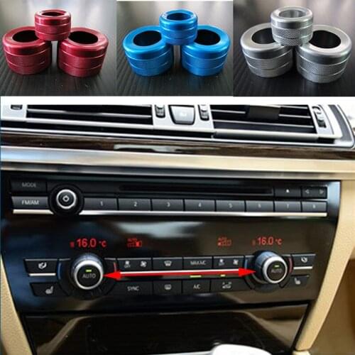 BBQ@FUKA 3pcs Aluminium Alloy Air-Condition Button Trim Cover Fit For BMW 5 Series F10 2010-2015