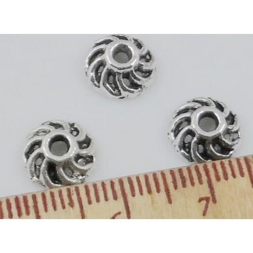 Free Shipping Wholesale 500Pcs Tibetan Silver Flower Beads Caps 9x3.5mm For Jewelry Making Craft DIY