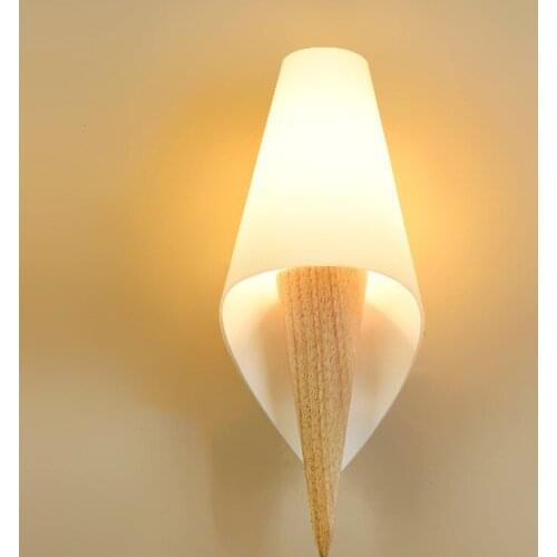 Log solid wood bedroom bedside lamp wall lamp aisle staircase modern simple wall lamp in North America and Europe