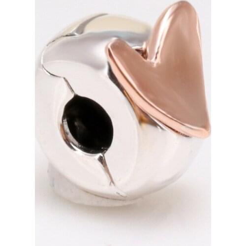 S925 sterling silver heart-shaped rose gold color love flower fixing clip Beads Fit Original Bracelet Pendant DIY Jewelry Charms