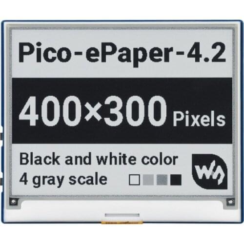 4.2inch Eink Display Module for Raspberry Pi Pico, Black / White e-Paper 400×300 Resolution 4 Grayscale