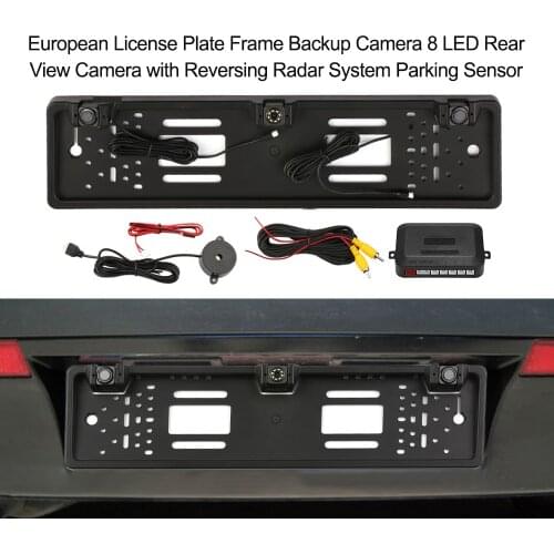 European License Plate Frame Backup Camera 12 LED Rear View Camera with Reversing Radar System Parking Sensor Car Accessories