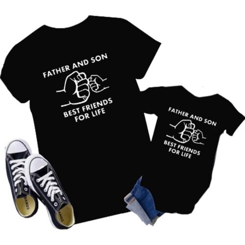 Family Look T Shirt Fashio Father and Son Best Friends Life Family Matching Baby Dad Matching Clothes Father and Son Matching