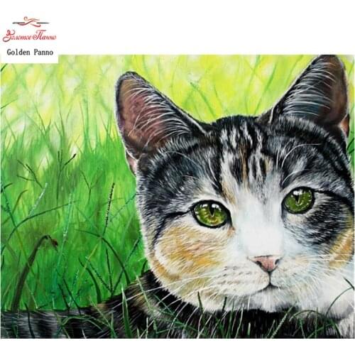 Golden Panno,DIY Needlework Counted Cross Stitch Set Embroidery Kit 14CT 11CT animal Cat Pattern Cross-stitch 09