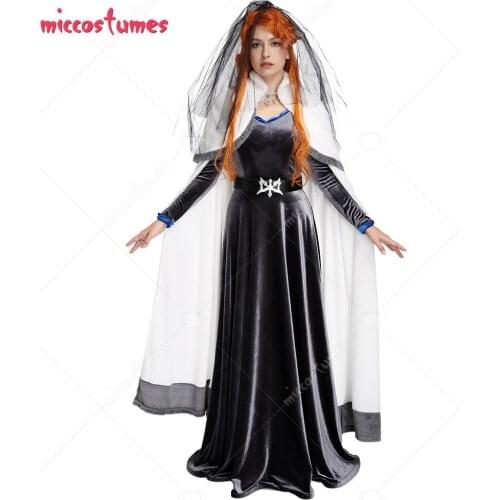 Lenore Cosplay Costume Dress Robe with Cloak and Veil