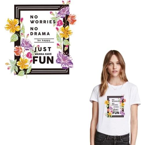 Colorful Flower Patches Stripes Sticker On Clothes DIY A-level Washable Iron On Heat Transfers For Clothing Women T-shirt Decor