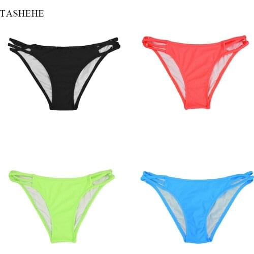 M&M Black Low Waist Swim Briefs Bikini Bottom 2020 Summer Sexy Women Crossover Swim Suit Girls Beach Solid Cutout Swim Shorts