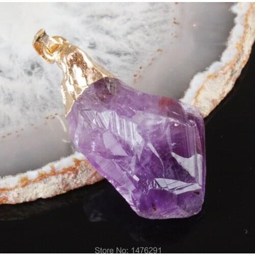 Fashion Jewelry Exquisite 32X21MM Natural Purple Crystal Irregular Pendant 1PCS