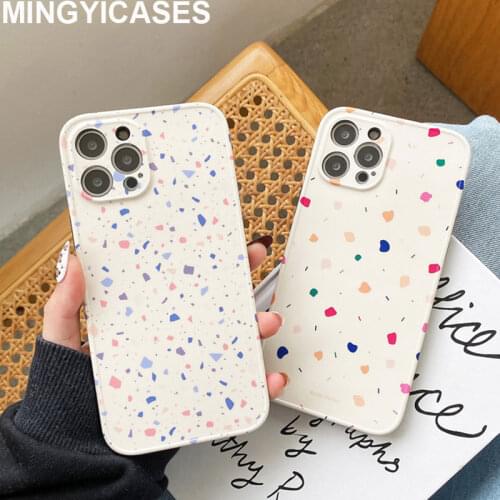 Fresh Color Geometric Case for IPhone 11 12 Pro Max Mini 7 8 Plus SE 2020 X XR Xs Max IMD Soft TPU Shockproof Cover Coque Etui