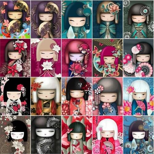 AZQSD Picture By Number Japanese Girl Handpainted Unique Gift For Children Paint By Numbers Canvas Castoon Kits Modern Wall Art