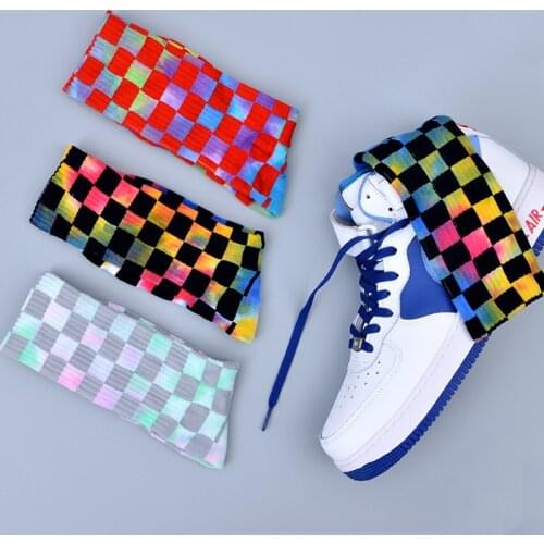 New Fashion Tie Dye Plaid Mens Socks Cotton Colorful Vortex Fluorescence Hip Hop Skateboard Funny Happy Harajuku Happy Sokken