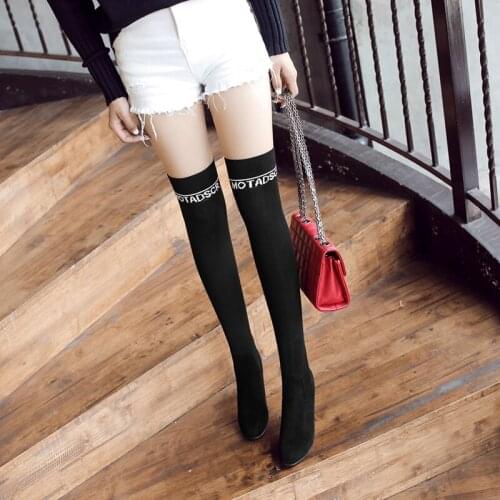 Autumn new womens boots, wool sleeves, knitting socks, boots, thin legs, elastic boots, 40-43 large Knee Boots