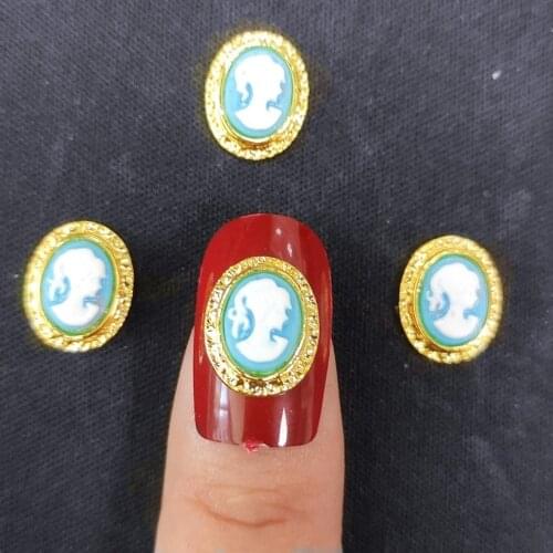 Frame Nail Art jewelry Gold Metal Charms Decors Princess Nailart Japanese 3d Glitter Accessories DIY Cameo nail supplies