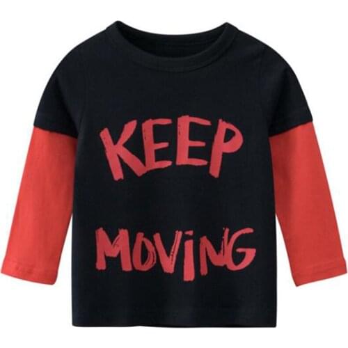 Boys Long Sleeve Shirts Cotton Spring Autumn Letter Print Birthday Tshirt For Kids Casual Toddler Tops Tees Wholesale