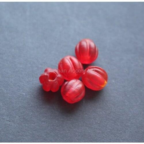 30Pieces /lot 8mm Glass lampwork beads pumpkin Beads Clear Red Color for jewelry &DIY
