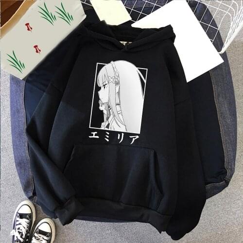 2021 Re:zero -starting Life in Another World Hoodie Anime Emilia Print Harajuku Street Long Sleeve Korean Couple Hoodies
