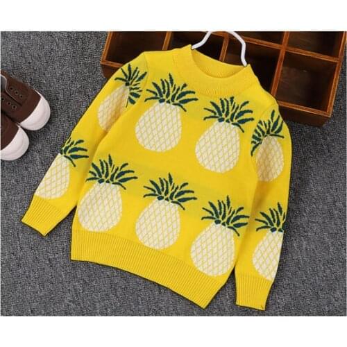 Childrens Spring and autumn thin sweaters boys and girls cotton sweaters pineapple knitted undershirts
