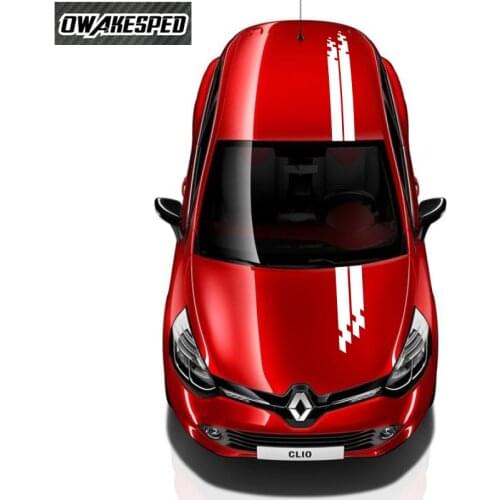 Vinyl Decal For Renault Twingo Clio Racing Sport Styling Stripes Car Hood Tail Decor Sticker Auto Body Customized Decal
