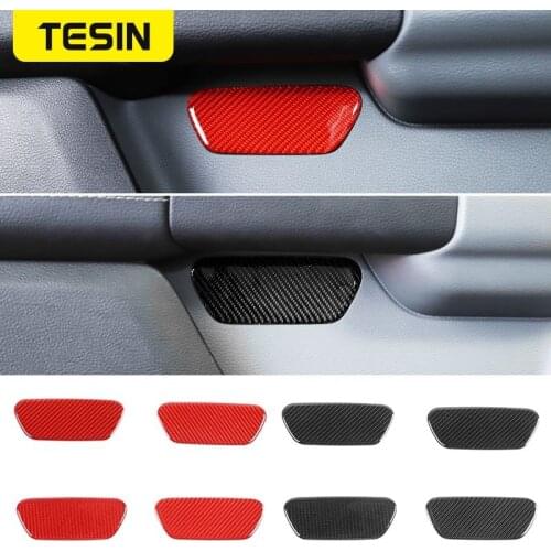 TESIN Soft Carbon Fiber Car Inner Door Inside Decoration Trim Stickers for Dodge Ram 1500 2018-2021 Car Interior Accessories