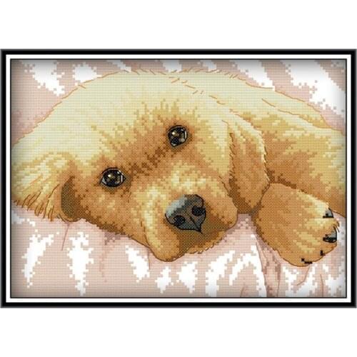 Animal Cross Stitch Dog Pattern Golden Retriever Homesick 11 Cross Stitch Set 14 ct Chinese Cross Stitch Kit Embroidery Needlewo