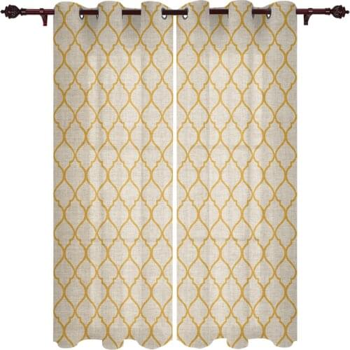 Country Style Morocco Yellow Windows Curtains Living Room Bedroom Kitchen Curtains For Children Drapes