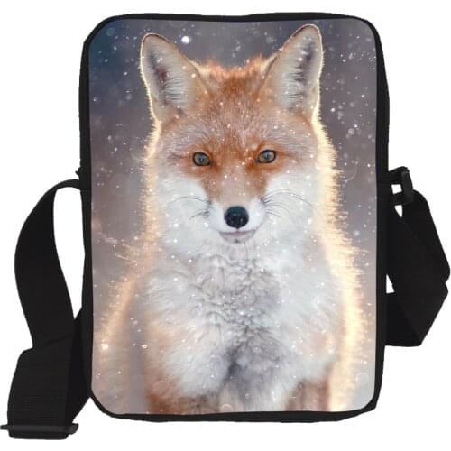 Women Messenger Bag Animal Fox Print Small Fashion Shoulder Handbags Youth Cool Square Bag Children Mini Travel Crossbody Bag