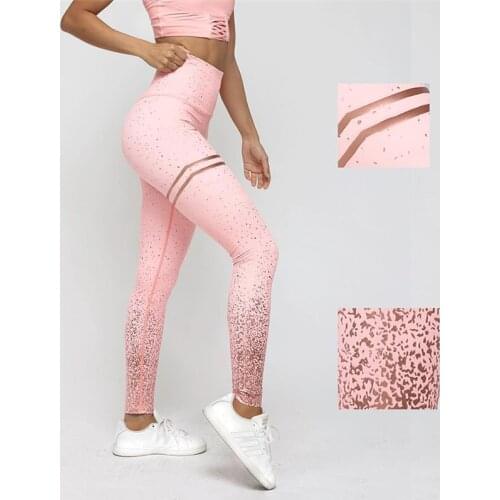 SALSPOR Fashion Hot Stamping Women Yoga Pants High Waist Push Up Gym Running Sportswear Tummy Control Sport Leggings Female