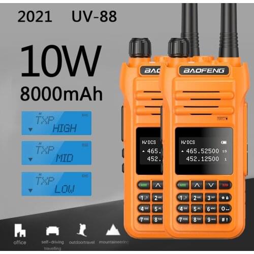 2PCS Baofeng UV-88 10W Powerful VHF/UHF Tri-Power10/5/1W Long Range 30KM Two Way Radio Walkie Talkie UV88 for Hunting UV-9R