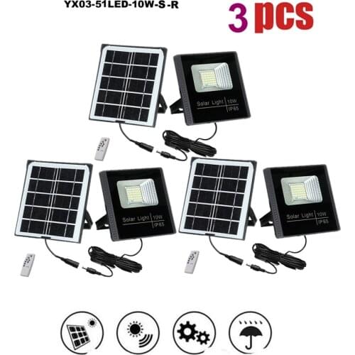 3pcs smart on at night Solar Light Outdoor Solar Powered Garden Light Waterproof Emergency Wall Lamp With Cable seperable panel