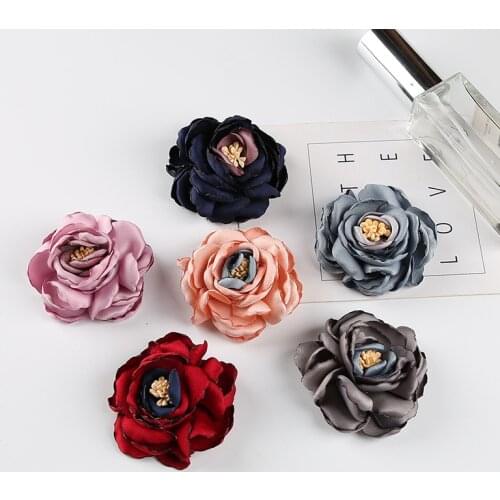 30pcs Newborn Vintage Soft burned Artificial Fabric Flowers For Headbands Chic Hair Flowers For Children Accessories