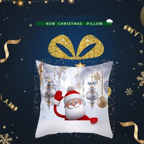 45x45cm Silver Christmas Cushion Cover Merry Christmas Decoration for Home Christmas Sofa Decor 2021 Xmas Gifts New Year 2022