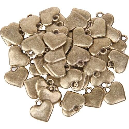 50Pcs Antique Bronze Heart Pendant Pattern Charms DIY Jewelry Findings