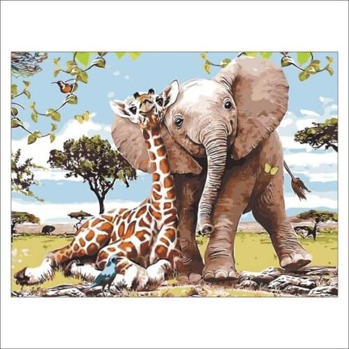Animal Giraffe Elephant 5D Diamond Mosaic DIY Diamond Embroidered Square Diamond Cross Stitch Set Home Decoration Gift T384