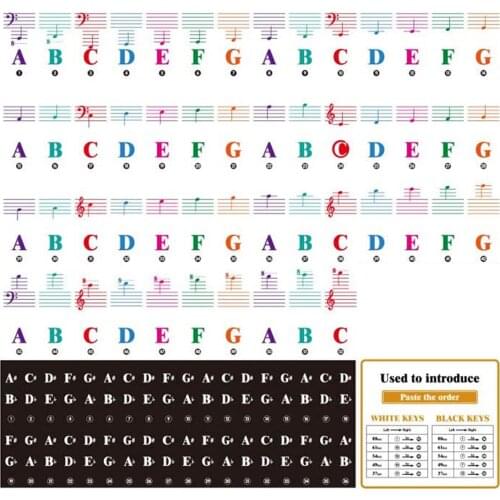 88 Keys Electronic Organ DIY For Beginners Home Universal Accessories Removable Piano Keyboard Sticker Colorful Adhesive
